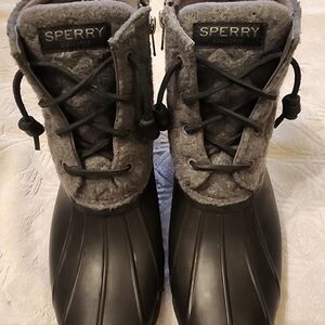 Sperry Black and Gray wool Duck Boots
